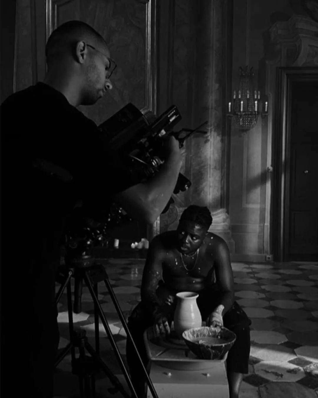 Behind the scenes on set